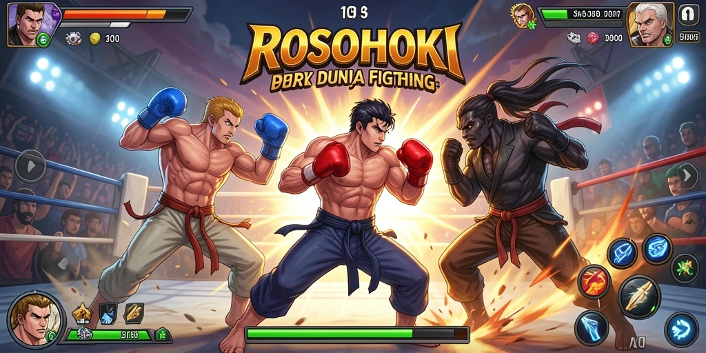 Tampilan screenshot yang menampilkan pertarungan seru di ROSOHOKI.